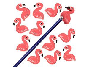 ArtCreativity Flamingo Eraser Pencil Toppers, 12 Pcs, Cute Eraser Caps Toppers, Classroom Prize, Teacher Rewards, Tropical Birthday Party Favors, Goody Bag Stuffers for Boys and Girls