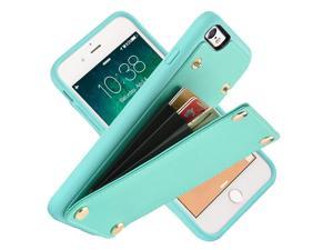 LAMEEKU iPhone 6s Wallet Case, iPhone 6 Card Holder Case, Shockproof iPhone 6 Leather Cases with Credit Card Slot, Protective Cover Compatible for iPhone 6 / 6s - Mint Green