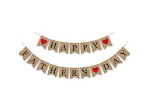 SWYOUN Burlap Happy Fathers Day Banner Fathers Day Party Bunting Garland Decoration Supplies