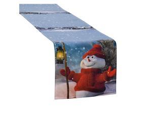 Violet Linen Splendors Decorative Printed Christmas table-runners, 12" X 70", Snowman