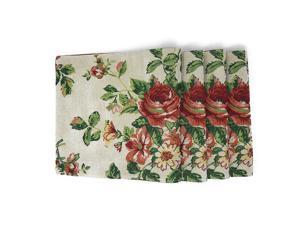Tache Home Fashion Sweet Roses Spring Summer Traditional Country Vintage White Red Floral Decorative Woven Quilted Kitchen Tapestry Placemats, 13 x 19