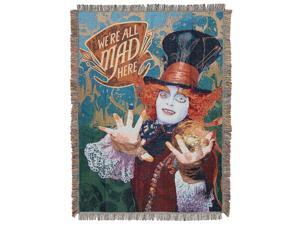 Disneys Alice in Wonderland, "The Hatters Mad" Woven Tapestry Throw Blanket, 48" x 60", Multi Color Disneys Alice in Wonderland, "The Hatters Mad" Woven Tapestry Throw Blanket, 48" x 60", Multi Color