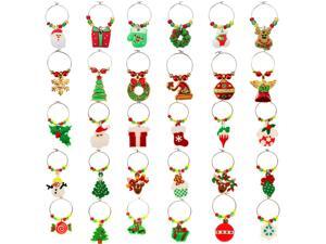 Boao 30 Pieces Wine Cup Charms Christmas Themed Wine Glass Marks Wine Glass Ring Drink Tags for Christmas Party Supplies Boao 30 Pieces Wine Cup Charms Christmas Themed Wine Glass Marks Wine Glass Ring Drink Tags for Christmas Party Supplies