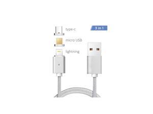 XTREMPRO 11174A 3 in 1 Magnetic Cable,Micro USB, iOS, Cable Type-C 3FT(Silver) XTREMPRO 11174A 3 in 1 Magnetic Cable,Micro USB, iOS, Cable Type-C 3FT(Silver)