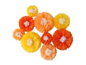 Mybbshower Orange Ombre Paper Flowers Decoration for Fall Wedding Centerpiece Thanksgiving Autumn Birthday Party Bakcdrop Bridal Shower Pack of 9 (10-6 Assorted)