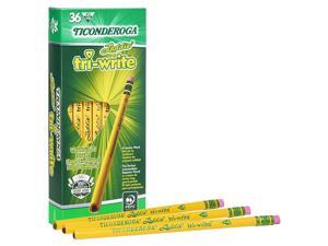 Ticonderoga Laddie Tri-Write Pencils, Wood-Cased #2 HB Soft, Intermediate Size Triangular with Eraser, Yellow, 36-Pack (13042) Ticonderoga Laddie Tri-Write Pencils, Wood-Cased #2 HB Soft, Intermediate Size Triangular with Eraser, Yellow, 36-Pack (13042)