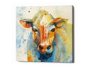Epic Graffiti Happy Cows II by Albena Hristova Giclee Canvas Wall Art, 18" x 18", Orange