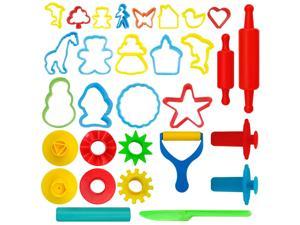 KIDDY DOUGH Tool Kit for Kids - Party Pack w/Animal Shapes - Includes 24 Colorful Cutters, Molds, Rollers & Play Accessories for Air Dry Clay & Dough