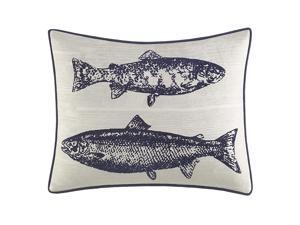Eddie Bauer | Salar Collection | 100% Cotton Salmon Fish Design Decorative Throw Pillow/Sham with Corded Edge Lining, Zipper Closure, 16" x 20", Navy Eddie Bauer | Salar Collection | 100% Cotton Salmon Fish Design Decorative Throw Pillow/Sham with Corded Edge Lining, Zipper Closure, 16" x 20", Navy