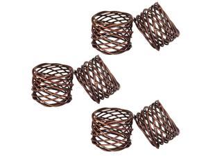 ITOS365 Handmade Copper Antique Round Mesh Napkin Rings Holder for Dinning Table Parties Everyday, Set of 6