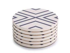 LIFVER Coasters for Drinks, Absorbent Coaster Set of 6 with Cork Base, Ceramic Drink Coasters for Cold Drinks Wine Glasses Cups Mugs,Grey-line