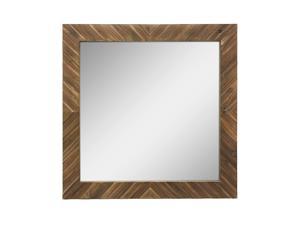 Stonebriar Square Textured Wooden Chevron Hanging Wall Mirror with Attached Mounting Brackets, Rustic Decor Accents for the Bathroom, Living Room, Bedroom, Office, and Hallway