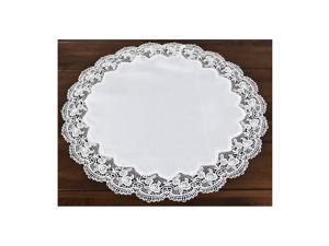 Linens, Art and Things Round Antique Royal Rose European White Jacquard Lace Table Top Centerpiece 23 Inch Approx Doily Placemat