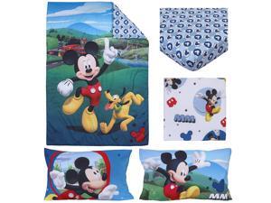 Disney 4 Piece Toddler Bedding Set, Mickey Mouse Playhouse, Blue/White, Standard Toddler Mattress (52" x 28" x 8") Disney 4 Piece Toddler Bedding Set, Mickey Mouse Playhouse, Blue/White, Standard Toddler Mattress (52" x 28" x 8")