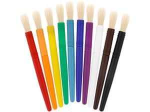US Art Supply 10 Piece Large Round Chubby Hog Bristle Childrens Tempera and Artist Paint Brushes