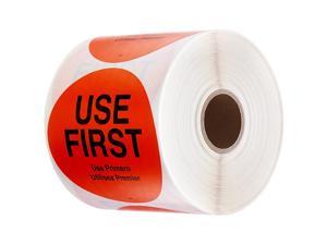 DayMark"USE First" Trilingual Removable Label, 3" Circle, Orange (Roll of 500)
