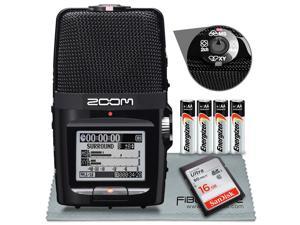 Zoom H2N Handy Recorder with Five Mic Capsules - Bundle With 16GB SDHC Card, 4 AA Batteries, Microfiber Cloth