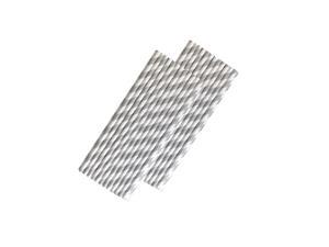 Striped Paper Straws - Silver White - 7.75 Inches - 50 Pack - Brand
