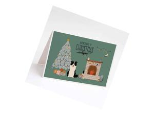 Set of 25 French Bulldog Black F005 Dog Cartoon in Snow Christmas Holiday Greeting Cards 5 x 7 inches 