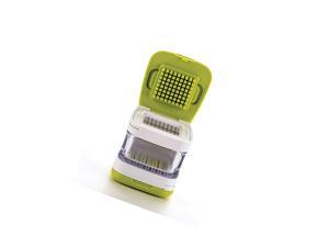 Rsvp Garlic Clove Cube Press Tool, Green/White | Bpa-Free Plastic With Stainless Steel S | Minces & Slices | Chop, Crush, Or Dice Garlic & Herbs | Er Safe