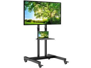 UL Certificated Rolling Floor TV Stand Holds up to 200Lbs PERLESMITH Mobile TV Stand for 55-90 Inch Flat/Curved Screen TV Max VESA 800x500mm Outdoor TV Cart with Height Adjustable AV Shelf PSTVMC07 