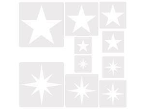 10 Pcs Large Star Stencils For Painting On Wood Reusable Plastic 5 Point Star Template For Painting On Walls Crafts Fabric Flag Home Decoration 10 Pack 12"- 3.5" In 2 Shape
