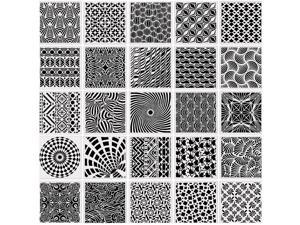 25-Pack Geometric Stencils 6 x 6 Inch Painting Templates for Scrapbooking Cookie Tile Furniture Wall Floor Decor Craft Drawing Tracing DIY Art Supplies 