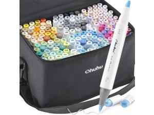 Ohuhu Alcohol Brush Markers, 168-color Art Markers Set, Double Tipped Alcohol-based Markers for Adults Coloring Illustration, Brush & Chisel, 48 Pastel Colors + 120 Colors + 1 Alcohol Marker Blender