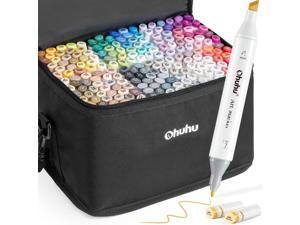 Ohuhu Alcohol Markers, Double Tipped Art Marker Set for Kids Adults Coloring Book Sketch Illustration, 200 Unique Colors + 1 Alcohol Blender + Marker Case, Oahu Series of Ohuhu Markers, Chisel & Fine