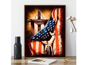 Paint By Numbers American Flag Paint By Numbers Cross Diy Canvas Paint By Numbers American Flag And Cross Acrylic Paint By Number Kits Flag For Adults Kids Beginners Home Decor 16X20In
