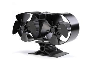 CRSURE Wood Stove Fan, 8 Blades Double Motors Fireplace Fan, Dual Fan for Heater, Heat Powered Stove Top Fans for Gas/Pellet/Wood/Log Burner Stove, Non Electric (8 Blades Double Motors)