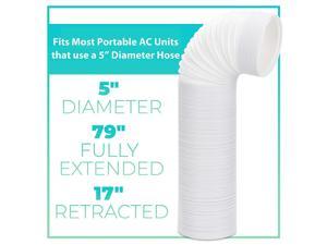Portable Air Conditioner Exhaust Hose - 5in Diameter, 79in Extended - Replacement AC Tube - Counter Clockwise Threads Air Conditioner Hose - Portable AC Exhaust Hose