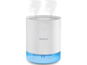 NIOKIYY Portable Small Humidifier 650ML, 7 Color Night Light Mini Top Fill Cool Mist Humidifier with 2000mAh Built-in Battery, Dual Nozzle, USB Charge, for Baby Bedroom Desk Home Office Plant