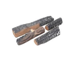 Skyflame Gas Fireplace Logs - 4 Small Pcs Ceramic Wood Logs and Accessories for All Types of Indoor Gas Inserts, Ventless & Vent Free, Propane, Gel, Ethanol, Electric or Outdoor Fireplaces & Fire Pits