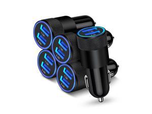 Zell 5Pcs Car Charger Adapter Usb Multi Port Cigarette Lighter Fast Charging Power Block Plug For Iphone 15 14 13 Pro Max Samsung Galaxy S21 Ultra S8 Lg Moto 34A Dual Cargador Carro For Car