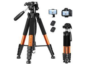 Zell Tripod 74 Camera Tripod For Cell Phone Aluminum Professional Heavy Duty Camera Tripod Stand Tripod For Camera Dslr Slr With Carry Bag Compatible With Canon Nikon Iphone