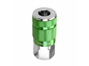 ColorConnex A71410B 1/4" Body x 1/4" FNPT Steel/Aluminum Green Air Coupler ColorConnex A71410B 1/4" Body x 1/4" FNPT Steel/Aluminum Green Air Coupler