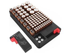 Battery organizer storage case with battery tester for AAA AA C D 9V and Button Batteries Storage box Holds 110 Batteries Various Sizes with Removable Digital Battery Tester Battery organizer storage case with battery tester for AAA AA C D 9V and Button Batteries Storage box Holds 110 Batteries Various Sizes with Removable Digital Battery Tester