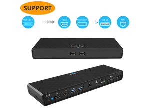 USB C Docking Station w/ Power Delivery to HDMI + DisplayPort Dual Display Video, USB 3.0 & 2.0, Ethernet, Combo Audio Jack, Bundle 65W AC Adapter, USB C Cable, USB C / A Dongle - Mac OS, Windows PC USB C Docking Station w/ Power Delivery to HDMI + DisplayPort Dual Display Video, USB 3.0 & 2.0, Ethernet, Combo Audio Jack, Bundle 65W AC Adapter, USB C Cable, USB C / A Dongle - Mac OS, Windows PC