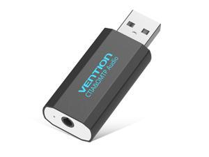 Vention USB Sound Card External USB Audio Adapter with 3.5mm Aux Stereo for Headset, PC, Laptops, Desktops,, Windows, Mac, and Linux [2-Pack]