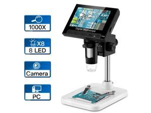 4.3 inch LCD Digital USB Microscope Endoscope Record 1000X Magnification Zoom, 8 Adjustable LED Light, Micro-SD Storage, Camera Video Recorder for Repair Soldering 4.3 inch LCD Digital USB Microscope Endoscope Record 1000X Magnification Zoom, 8 Adjustable LED Light, Micro-SD Storage, Camera Video Recorder for Repair Soldering