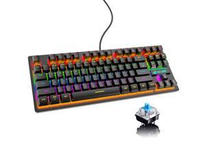 AUTENS Mechanical Gaming Keyboard Blue Switch 87 Keys USB Wired Rainbow LED Backlit Keyboard For PC Laptop Computer AUTENS Mechanical Gaming Keyboard Blue Switch 87 Keys USB Wired Rainbow LED Backlit Keyboard For PC Laptop Computer