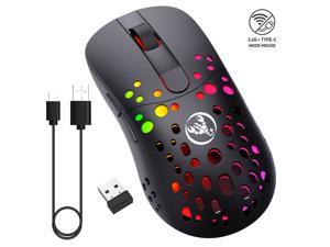 AUTENS Lightweight Gaming Mouse, 2.4G Wireless and USB-C Wired Dual-Mode Rechargeable Mice, 6 Programmable Buttons Customize Backlit, 6 Levels Adjustable DPI Up to 10000 for Laptop PC Mac Windows