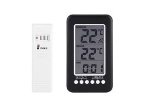 Digital LCD Indoor Outdoor Round Thermometer Humidity Outdoor Home Office Black 