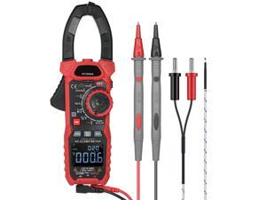 Digital Clamp Meter 1000A True RMS AC Current Amp Meter, Inrush, VFD, LOZ Mode, 6000 Counts, Measures Current AC/DC Voltage Temperature Capacitance Resistance Diodes Continuity Duty-Cycle
