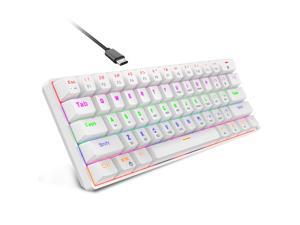 60% Mechanical Keyboard 3-Modes 2.4G Wireless/Bluetooth/Wired, Type-C Mini Compact 61 Keys RGB Backlit Blue Switch Portable Gaming Keyboard for Win/Mac PC Laptop Gamers (White)