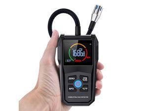 Gas Leak Detector Portable Flammable Gas Sniffer Combustible Gas Leak Detector with 50000PPM 100%LEL, Color LCD Display, Temperature Measure, Flexible Probe Locates Natural Gas Methane Propane Ethanol