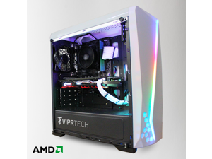 ViprTech Gaming PC Computer Desktop - AMD Ryzen 5 1600, AMD RX 570 4GB, 8GB DDR4 RAM, 1TB HDD, VR-Ready, RGB, WiFi, Windows 10 Pro