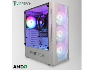 ViprTech.com Snowstorm Gaming PC Computer Desktop - AMD Ryzen 3 2200G, AMD Radeon Vega 8 2GB, 8GB DDR4 RAM, 128GB M.2 SSD, 500GB HDD, RGB, WiFi, Windows 10 Pro, 1 Year Warranty