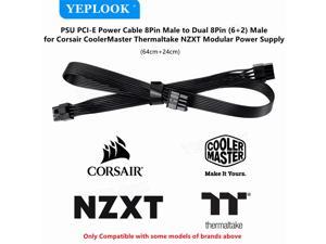 ATX PSU 8 Pin Male to Dual 8 Pin (6+2) Male PCIE Power Cable Replacement for Corsair CoolerMaster Thermaltake NZXT Modular Power
